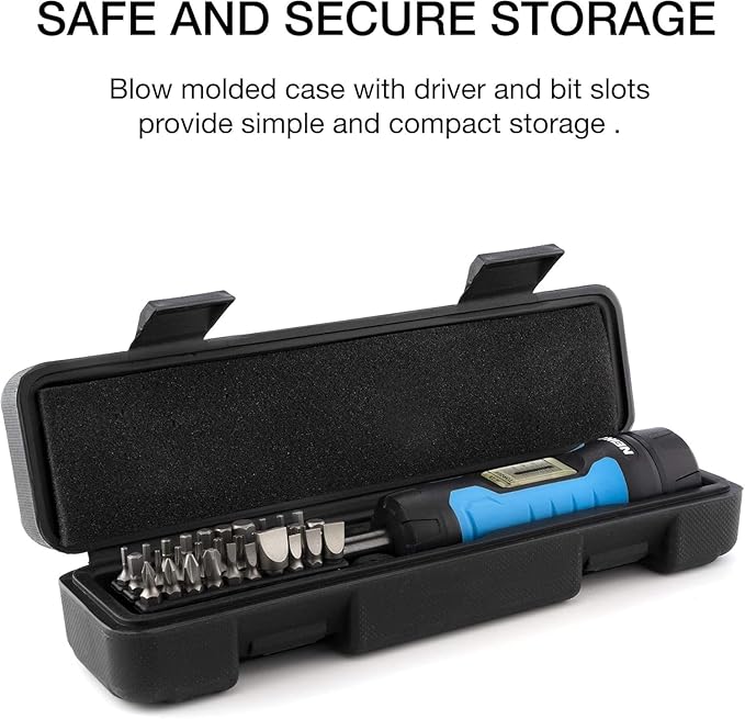 Neiko 10574A 1/4??Drive Torque Wrench Screwdriver Set | 30 Pieces of S2 Steel Philips, Hex, Slotted, and Torx Bits | 10 to 60 Inch-Pounds Torque Adjustment Range | Firearms Accurizing and Gunsmithing