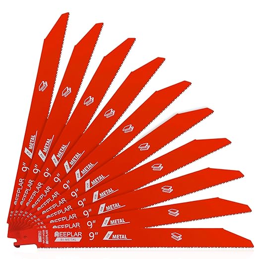 10 Pack 9 inch 14/18 TPI Bi-Metal Auto Dismantling Reciprocating Saw Blades for 1/16-5/16 Medium Metals, 9??18-TPI Saw Blade for Metal Cutting