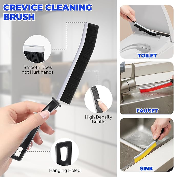 10 Pack Crevice Cleaning Brush Set,Hard Bristle Crevice Cleaning Brush,Wire Brushes and Straw Brush,Crevice Cleaning Tool for Kitchen, Faucets，Grout,Bathroom, Corners, Tight Spaces,Sink and Gas Stove