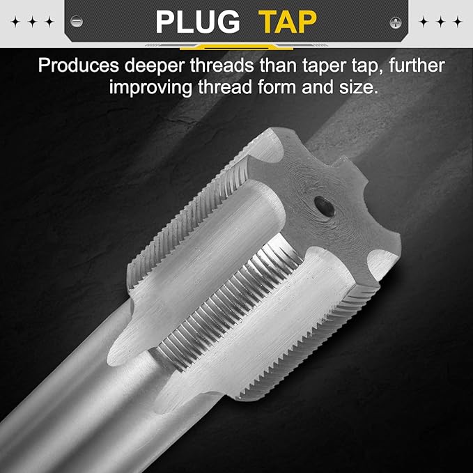 uxcell Hand Plug Tap M40 x 1.5 H2 Metric Thread Plug Style Taps Straight Flute Screw Tapping Threading Tool High Speed Steel HSS6542