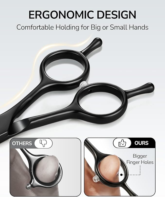 ULG Professional Thinning Shears for Hair Cutting - 6.5?쇺?Hair Thinning Scissors, Ultra Sharp Japanese Stainless Steel, Ergonomic Handle for Barbers, Stylists, Salon & Home Use, Black