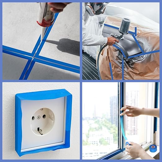 2 Roll Painters Tape 1.89In 횞 55Yard Blue Painters Tape Bulk Multi-Surface Blue Masking Tape for Wall Painting Edge Treatment DIY Crafts