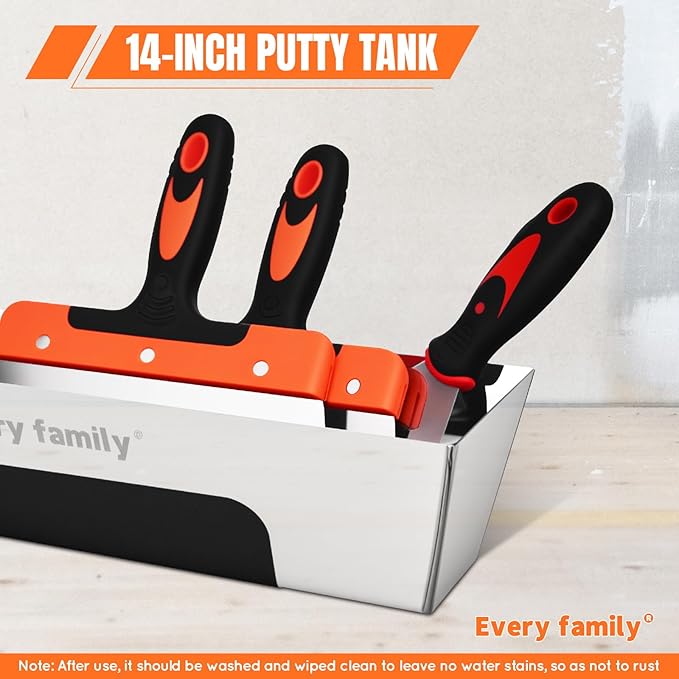Drywall Knife Set, Putty knife,15 Piece Paint Scraper Tool Set,14" Mud Pan for Repairing Drywall, Removing Wallpaper, Plaster, Adhesive, Cement, Applying Putty