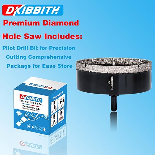5" Diamond Hole-Saw Bits with Pilot Drill Bit 5 in Diamond Tipped Tile Hole Saws with Guiding Bit for Accurate Drilling, for Porcelain Tile Ceramic Pottery Granite Stone Glass Bottles 125mm
