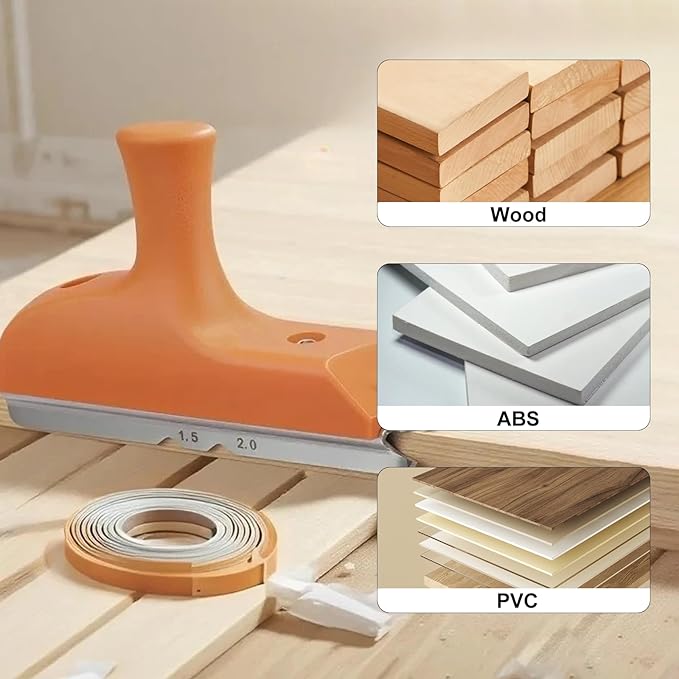 Edge Banding Trimmer with Stainless Steel Blade, 1.5"–2" Woodworking Edge Trimming Tool for Veneer, PVC, ABS, Wood, Laminate, Deburring, Straight & Curved Edges, Ergonomic Grip, Carpentry Tool