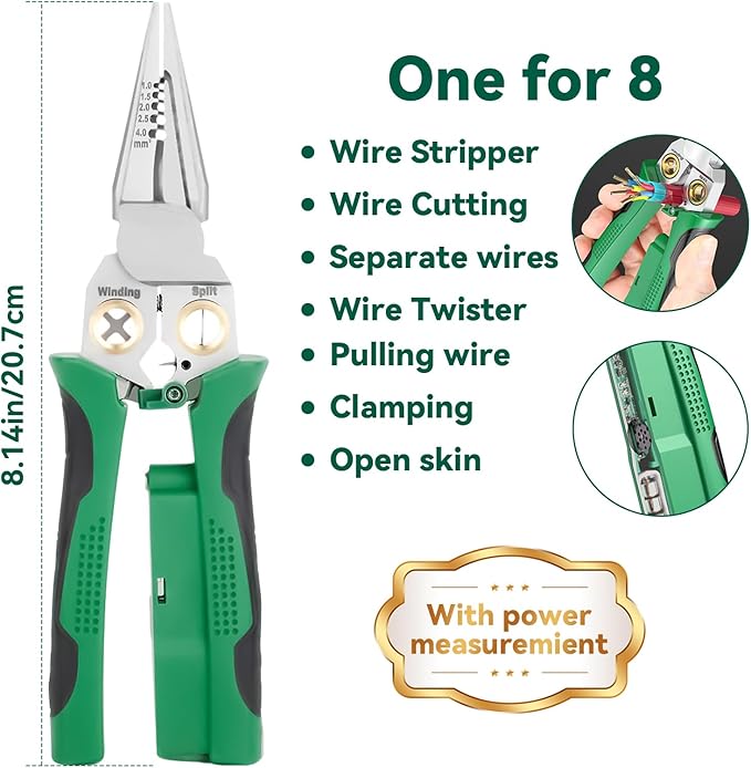 8 In 1 Wire Stripper With Voltage Tester, Multi-Function Electric Wire Stripping Tool For Cutting And Pulling Pliers, Electrician Repair Tool, Wire Strippers Electrical (Gray)