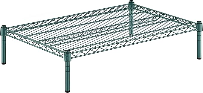 24" x 36" x 8" Green Epoxy Wire Storage Shelf, Dunnage Rack, Commercial 1 Tier Small Shelf