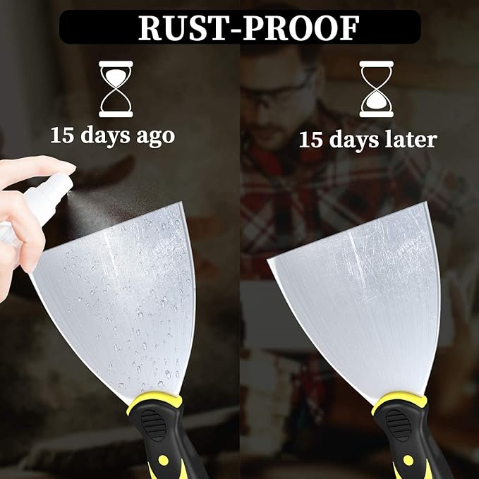 DEKEones Putty Knife Scrapers, Spackle Knife, Metal Scraper Tool for Drywall Finishing, Plaster Scraping, Decals, and Wallpaper (4 Pack, 5?? 4?? 3?? 1.5??Wide)