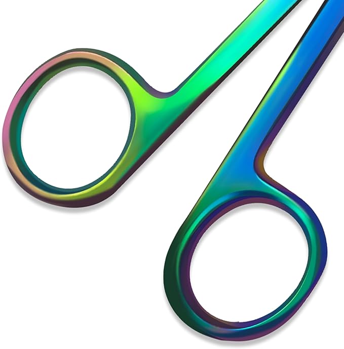 Bandage, Castroviejo, & Iris Scissors, & Kelly, & Mosquito Forceps Rainbow - Stainless Steel, DIY Crafting Scissors and Forceps Multicolors (Bandage Scissors, 7.25 inches)