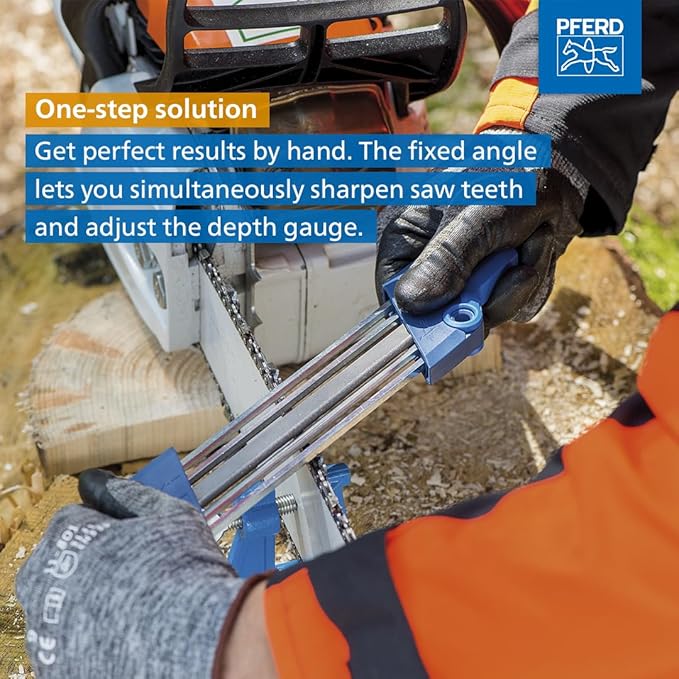 PFERD CS-X Chainsaw Chain Sharpener, 3/16” File for .325” Low Profile Chains, 2-in-1 Chainsaw Sharpener and Depth Gauge Tool, Easy Handheld Chain Sharpening (Pack of 1) - Part 17301