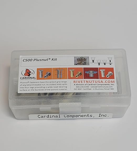 C500-SRT25PB280 PLUSNUT Pre-Bulb Plus Body Installation Kit, 1/4-20 Tool with Qty 10 Steel Plus Body Fasteners, Grip Range .020-.280