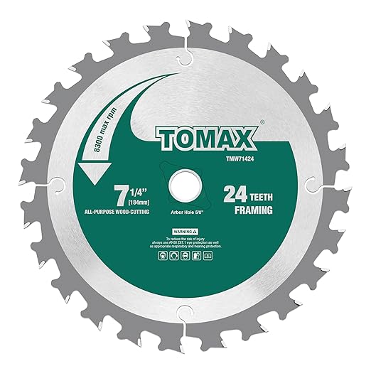 TOMAX 3 Pack Combo 7-1/4 Inch Circular Saw Blades with 5/8" Arbor, TCT ATB 24T Framing, 40T Crosscutting, 60T Finish Saw Blade for Various Wood Cutting