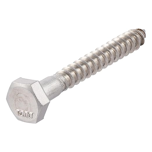 1/4 x 2 Stainless Lag Bolt (25-Pack) 18-8 Stainless Steel, Heavy Duty Hex Wood Lag Screw, ASME B18.2.1 Commercial/Industrial Grade by Makers Bolt