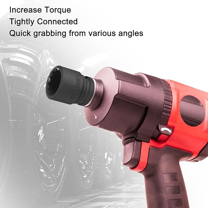 uxcell 1/2" Drive x 23mm Shallow Impact Socket 12-Point Metric CR-MO Steel Nut Impact Grade Socket for Auto Repair