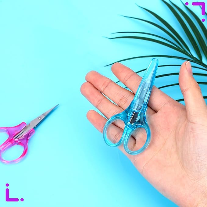 2Pcs Small Scissors - All Purpose Craft Scissors with Protective Cover, Precision Straight Fine Tips for Paper Cutting, Scrapbooking