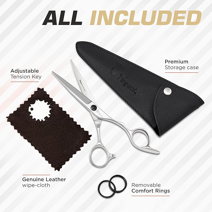 Fagaci Professional Hair Scissors 6??Extremely Sharp Blades, Fine Cutting Blades, Hair Cutting Scissors Professional, Hair Shears, Barber Scissors Set for Men and Women, Haircut Scissors Hair Kit
