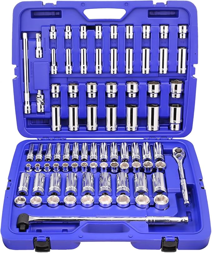 Stark Elite 1/2" Drive 84pcs Impact Socket MASTER SET, SAE & Metric from 3/8 Inch - 1-5/16 Inch, 10mm - 32mm, Standard/Deep Sockets with Case