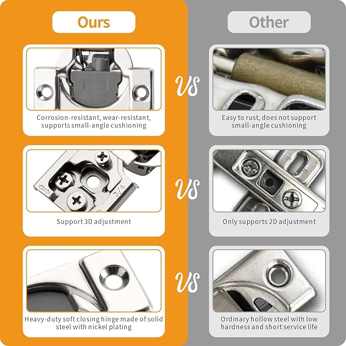 Chibery 50 Pack 3/4" Overlay 3D Soft Close Concealed Hinge for Face Frame Door, Smooth Slow Self Closing Hinges, Satin Nickel, Hidden 105째 Open Angle Stainless Steel Hinge for Kitchen Cabinet Door