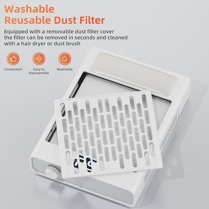 Nail Dust Collector, Professional Brushless Turbo 5 Speed Dust Collector Powerful Duster Machine Tool for Acrylic Nail Polishing