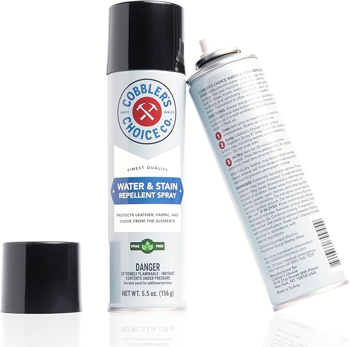 Cobbler's Choice Water and Stain Repellent Spray (PFAS Free) - Waterproofs & Protects Leather, Suede, and Fabric from the elements!