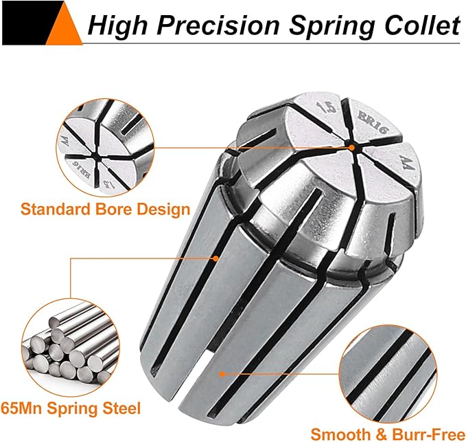 HARFINGTON Spring Collet Chuck ER16 1.5mm 65Mn Spring Steel Precision Router Collets for CNC Engraving Milling Lathe Tool