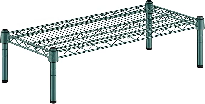 14" x 30" x 8" Green Epoxy Wire Storage Shelf, Dunnage Rack, Commercial 1 Tier Small Shelf