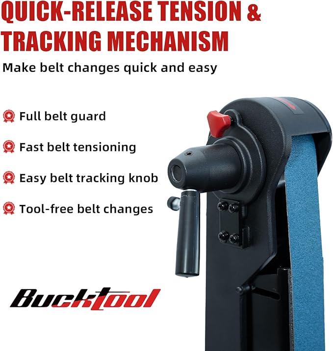 Bucktool Variable Speed 2횞42 Inch Belt Sander 3.5A DC Motor with Control Panel, Quick Belt Release, Adjustable Foot, Horizontal or Wall-Mountable Bench Machine for Knife Making and Metalworking