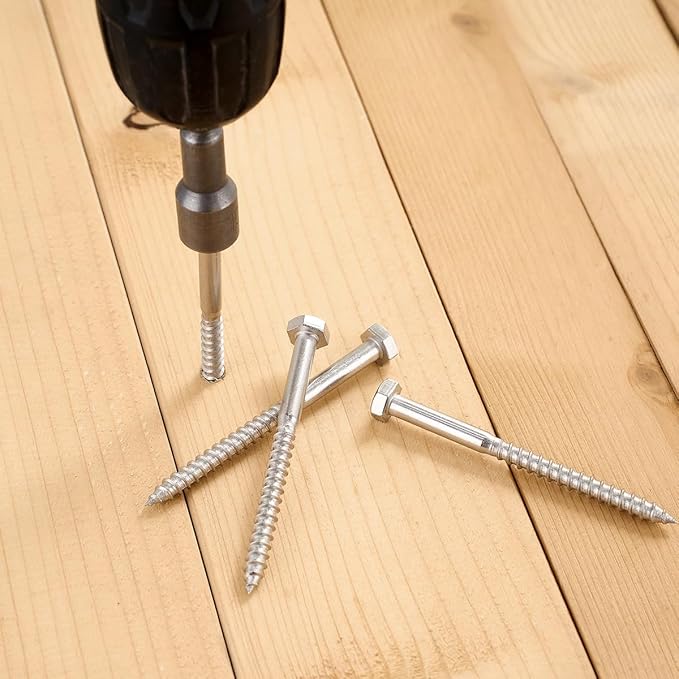 25 Pcs M6x3 Inch Lag Screw Kit Wood Screws for Small Scale 304 Stainless Steel 18-8 DIY Maintenance Handmade Wooden Boxes Mini Bookshelves