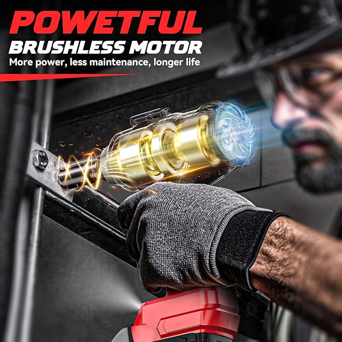 Cordless Impact Wrench 1/2" Compatible with Milwaukee 18v Battery, 750 Ft-lbs High Torque Impact Driver with 6Pcs Sockets & Storage Case, Impact Gun with 4-Speed & LED Light(Bare Tool)