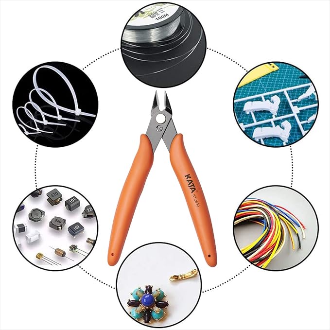 KATA 2-Pack Wire Cutters Set: 5 Inch Mini Micro Wire Cutter and 6 Inch Side Cutter for Electronics - Flush Cutting for Crafting Floral Models Jewelry Making DIY- Sharp Clean Cut Spring-loaded Plier