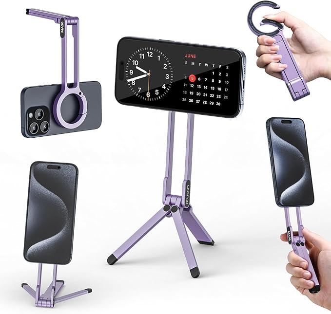 ULANZI MA30 Magnetic Phone Tripod Stand for iPhone, Aluminium Maglock Smartphone Mini Tripod Pocket Cell Phone Stand Strong Magnet Compatible with iPhone 17 16 15 14 13 12 Series, Lavender