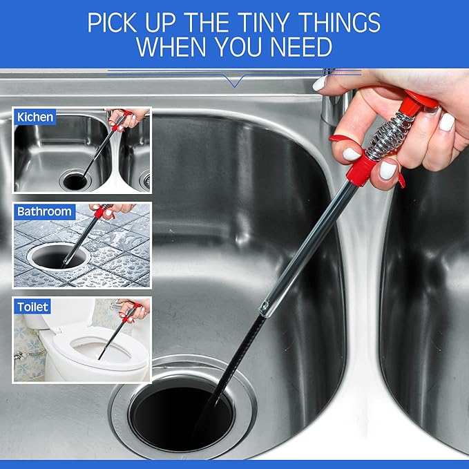 Patelai 4 Pieces Telescoping Magnet Pick up Tool Set Extendable Claw Grabber Tool Bendable Spring Telescoping Inspection Mirror 2 Lb/ 20 lb Magnetic Stick Gadget for Home Sink Drains Father's Day gift