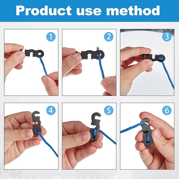SATINIOR Guyline Tensioner Aluminum Alloy Tent Cord Paracord Tensioner Guy Line Rope Adjusters Cord Tighteners for Outdoor Tent Camping Hiking Accessories