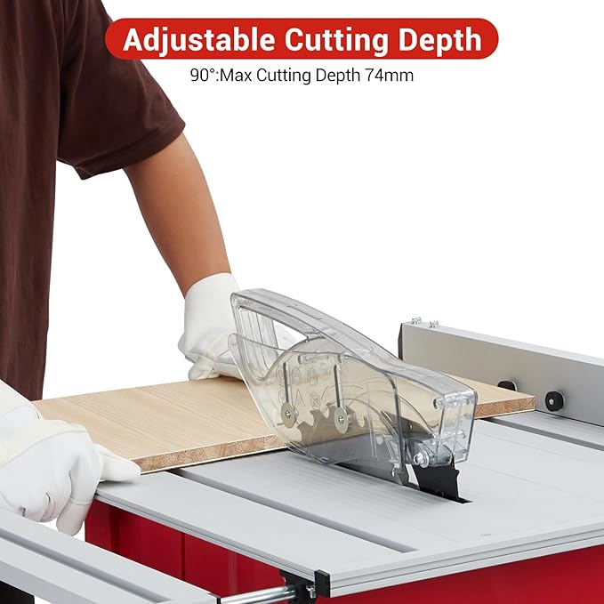 Table Saw, 10 in 15A Multifunctional Saw With Stand & Push Stick, 90° Cross Cut & 0-45° Bevel Cut, 5000RPM, Adjustable Blade Height for Woodworking, Red