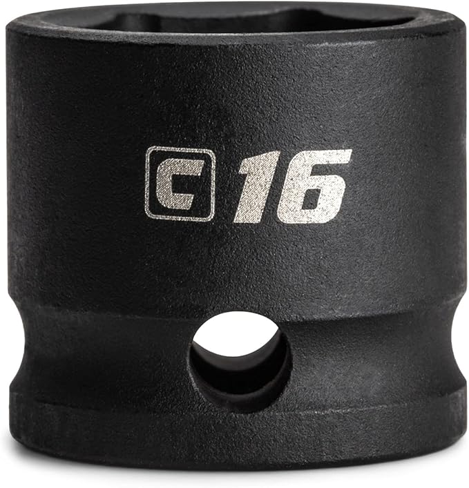 Capri Tools 16 mm Stubby Impact Socket, 3/8 in. Drive, 6 Point, Metric