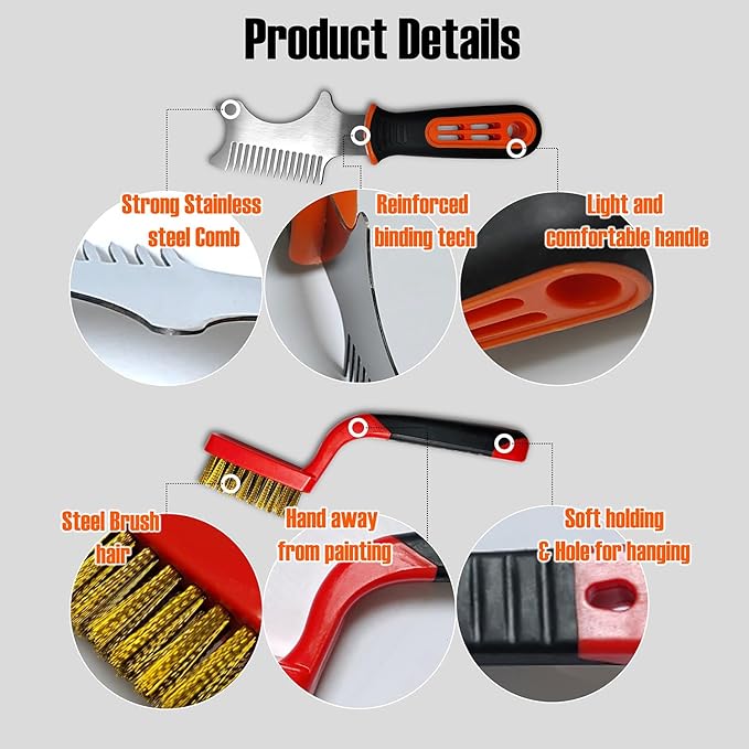 QMARK Paint Roller Cleaner Tool Kit, Paint Brush Comb, 4 in 1 Painter Tool, Soft Brass Wire Bristles