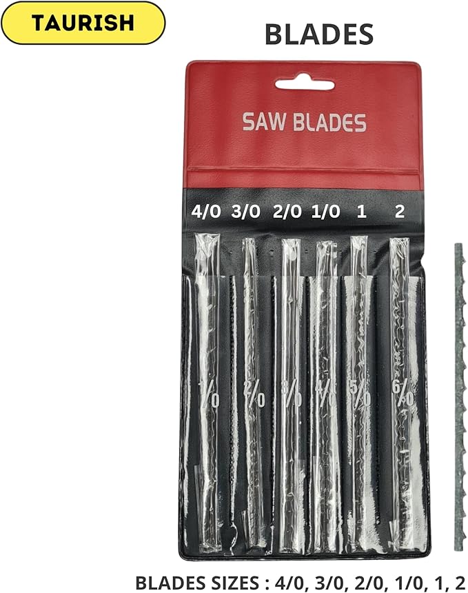 German Style Jeweler's Saw Frame with 144 Assorted Blades - Adjustable for Woodworking, Jewelry Making, Craft & Hobby Use