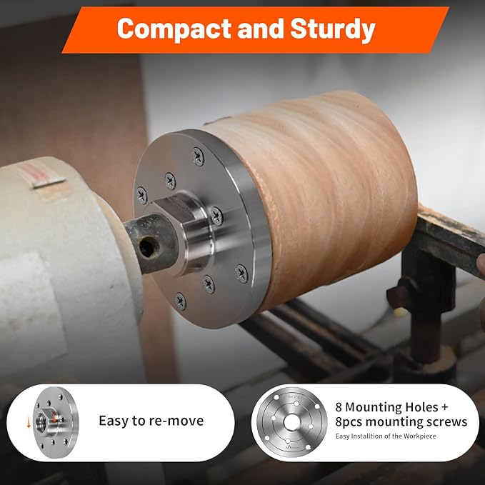 4" Steel Wood Lathe Faceplate,Faceplate for Wood Lathe,Lathe Face Plate Fit for 1" x 8TPI Spindle without Screwchuck