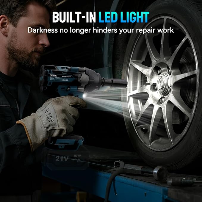 Cordless Impact Wrench 1/2 Inch, 1500 N.m/1106ft-lbs Brushless Impact Wrench Gun Compatible with Makita Battery (No Battery), Electric Power Impact Driver for Car Home