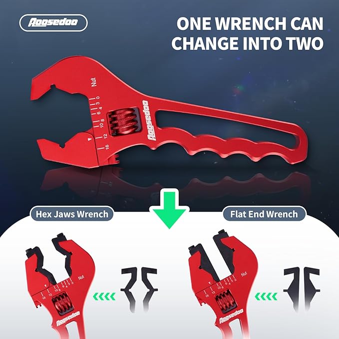AOOSEDOO AN Fitting Wrench AN Fitting Tool AN Hose Fitting Wrench For 3AN-16AN Fittings Lightweight Aluminum Red (With Anti-scratching Jackets)