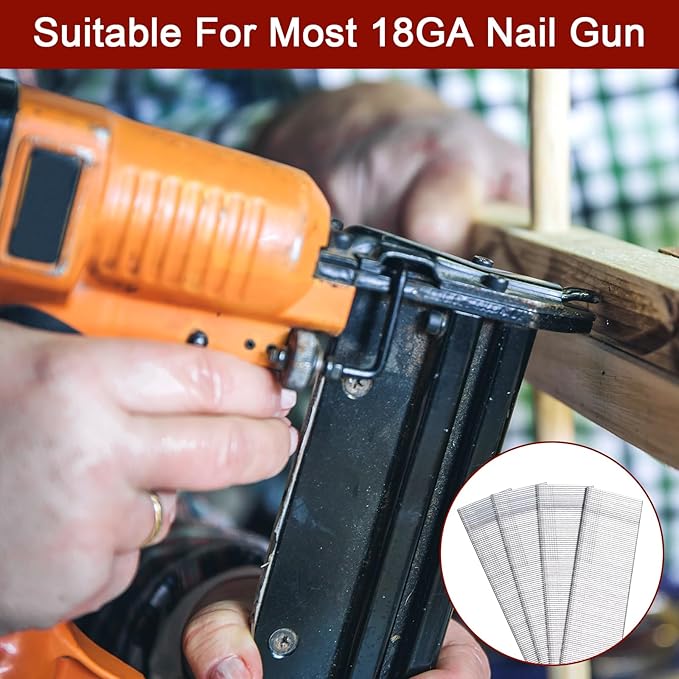 18 Gauge Brad Nails, 1000 Counts 1-1/2-inch 18 GA Brad Nails, Galvanized Nails for Nail Gun, Finishing Nail Gun Nails for Pneumatic, Electric Brad Nailer Gun