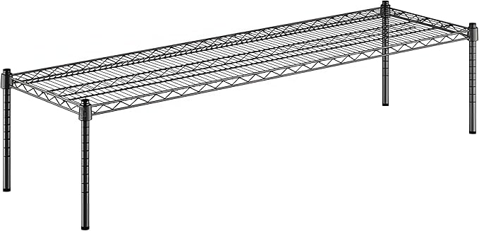 18" x 60" x 14" Black Epoxy Wire Storage Shelf, Dunnage Rack, Commercial 1 Tier Small Shelf