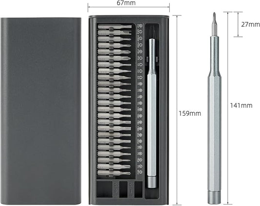 Precision Screwdriver Set, 25-in-1 Magnetic Mini Screwdriver Kit with Torx, Phillips & Flathead Bits for Electronics Repair, Laptop, Phone, Watch, PC, Gray