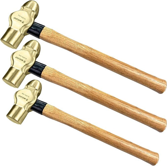 WEDO 3PCS Ball Pein Hammer,3/2lb+2lb+5/2lb Non-Sparking Ball Peen Hammer with Wooden Handle, Aluminum Bronze,Die-forged,Corrosion Resistant,BAM & FM Certificate,DIN Standard