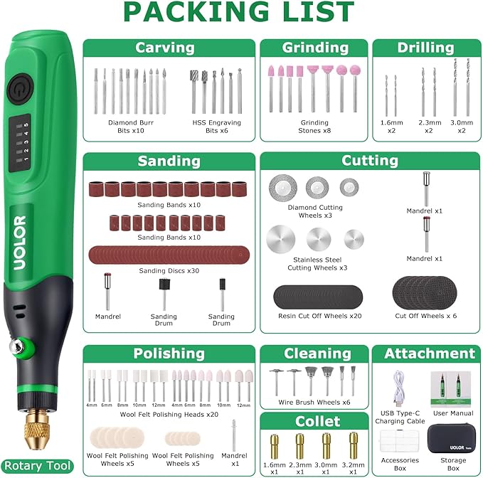 Mini Cordless Rotary Tool, Polishing Kit with 158 Accessories, Multi-Purpose Power Rotary Multi Tool for Polishing, Engraving, Sanding, Drilling, Etching, Cutting Grinding DIY Crafts