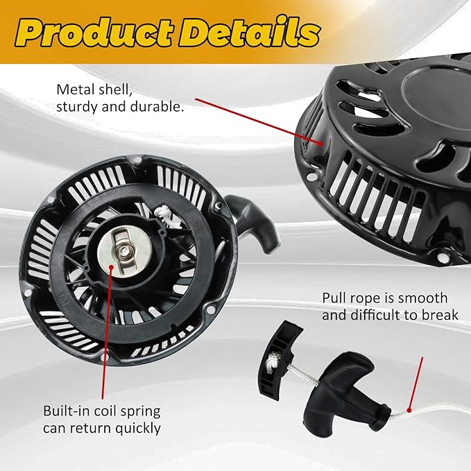 WOTIAN Recoil Pull Starter Assembly Compatible with Predator 420cc 13hp Engine Replacement Parts 60340/60349 for Pressure Washers/Water Pumps/Blowers/Generator