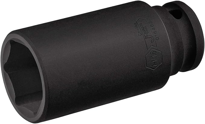 Jetech 1/2 Inch Drive 1-1/16 Inch Deep Impact Socket, Made with Heat-Treated Chrome Molybdenum Alloy Steel, 6-Point Design, SAE