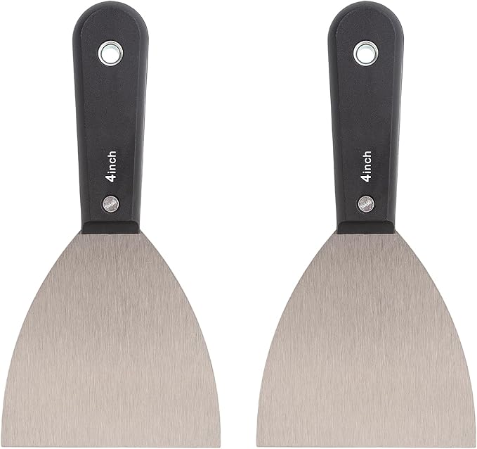 7 PCS Drywall Tools,Putty Knife,Paint Scraper Tool with Storage Bag,Stainless Steel Putty Knife Set,Drywall Scraper Spackle Taping Knife for Spreading Mud, Taping,Repairing wall (2 PCS -4")