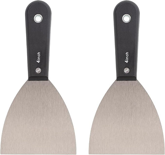 7 PCS Drywall Tools,Putty Knife,Paint Scraper Tool with Storage Bag,Stainless Steel Putty Knife Set,Drywall Scraper Spackle Taping Knife for Spreading Mud, Taping,Repairing wall (2 PCS -4")
