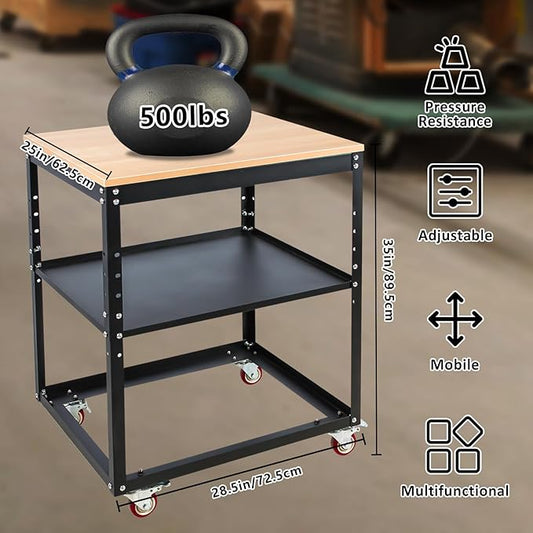 Planer Stand,500 lbs Load Capacity Planer Table with Wheels, Height Adjustable Power Tool Stand, for Most Planers, Saws, Bench-top Machines, Power Tools